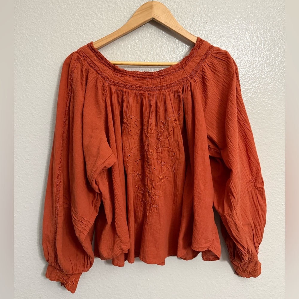 Liv Los Ángeles Orange Boho Crotchet Blouse